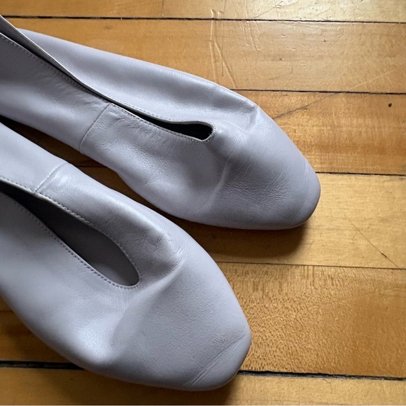 Zara Sz 37 Lilac Leather Square Toe Ballet Flat Shoes - Picture 3 of 9